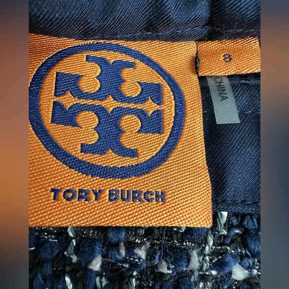 Tory Burch Annabelle Navy Tweed Skirt Size 8 - Picture 5 of 15